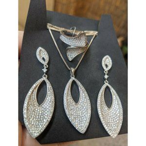 Dizeo 925 Pendant Necklace Earrings Jewelry Set